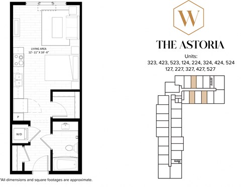 Floor plan for studio, 1 bath, 471 sqft
